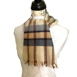 Winter Plaid Wool Blend Neck Scarf - Unisex Vintage 90s